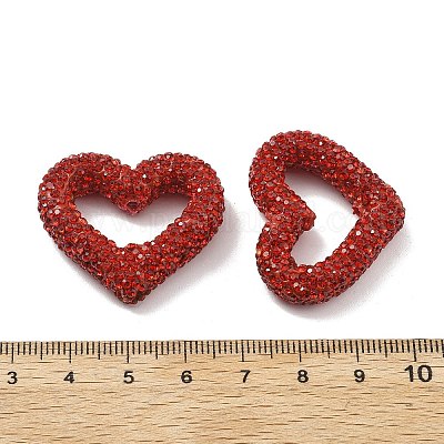 Бусины из полимерной глины в форме сердца со стразами CLAY-NH0001-09A-10-1