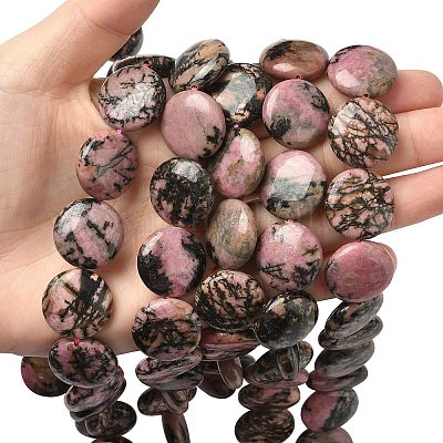 Естественные плоские круглые пряди родонит бусы G-L246-10-1