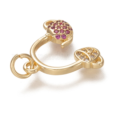 Кулоны с кубическим цирконием из латуни с прозрачным микропейвом и средним фиолетовым красным фианитом ZIRC-H112-04G-1