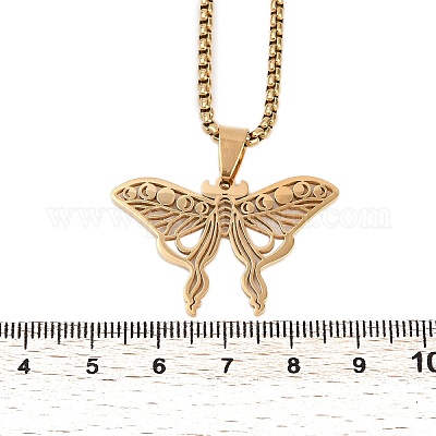 Ожерелья с подвеской в виде бабочки из нержавеющей стали 201 для мужчин и женщин NJEW-K283-24G-1