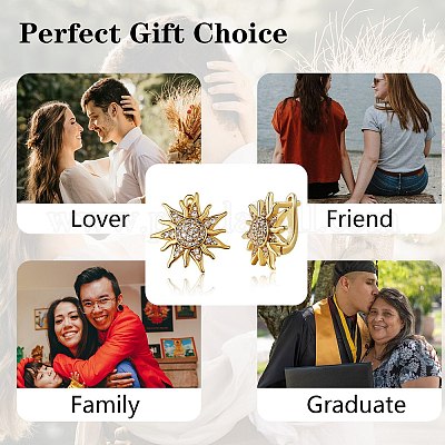 Серьга-кольцо в форме солнца из прозрачного кубического циркония для нее EJEW-SZ0001-53-RS-1