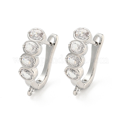 Покрытие стойки латунь микропаве фианит серьги обручи EJEW-C102-17P-1