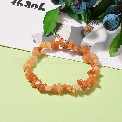 Натуральные красные авантюриновые бусины с чипом BJEW-JB05765-07-1