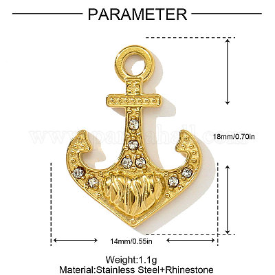 Подвески из нержавеющей стали 304 со стразами STAS-OY003-91G-1