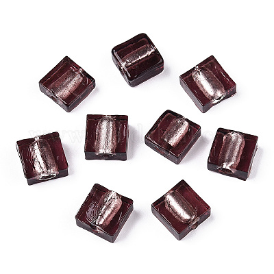 Бусины ручной работы бусины серебряной фольгой FOIL-S006-12x12mm-05-1