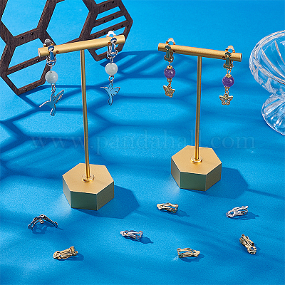 24 шт. 2-х цветная фурнитура для сережек-клипс из нержавеющей стали 304 STAS-UN0044-08-1