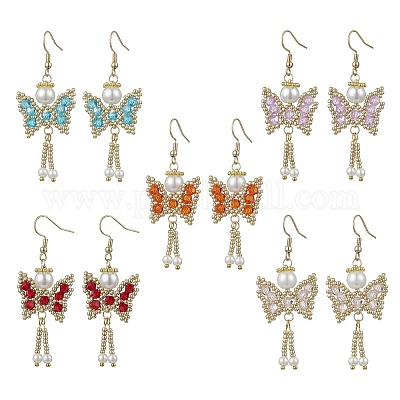 Серьги-подвески в виде бабочки EJEW-MZ00429-1