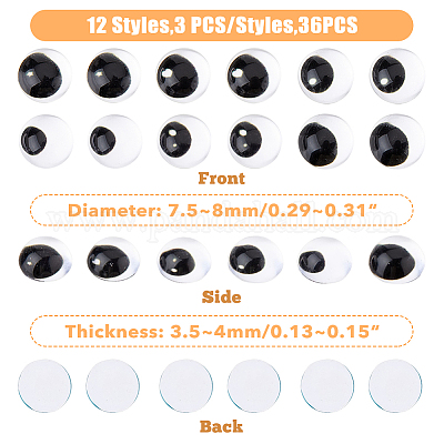 Wholesale SUPERFINDINGS 36Pcs 12 Style Black & White Wiggle Googly