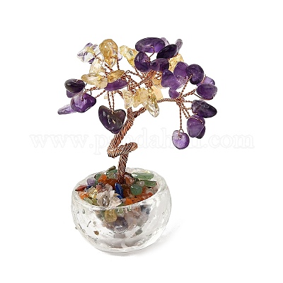 Натуральные аметистовые чипсы дерево жизни украшения DJEW-Q010-01D-1