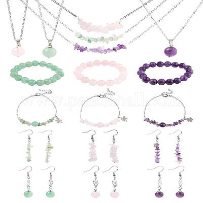 24 пара сережек-подвесок из хирургической нержавеющей стали 316 и ожерелья и браслеты из нержавеющей стали 304 SJEW-FS00007-1