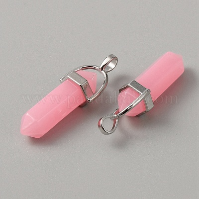 Двойные заостренные подвески из натурального окрашенного белого нефрита G-WH0016-37G-1