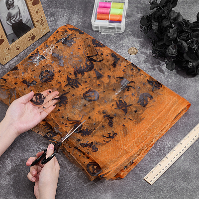 Хэллоуин полиэфирная сетчатая ткань AJEW-WH0314-852A-1