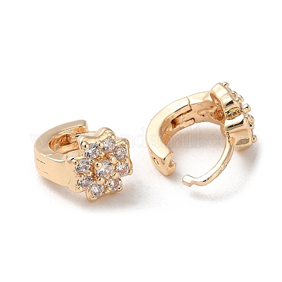 Серьги-кольца из латуни с микропаве из кубического циркония EJEW-P238-27KCG-1