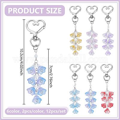 12шт 6 цвета ландыш стеклянный кулон украшение HJEW-NB00236-1