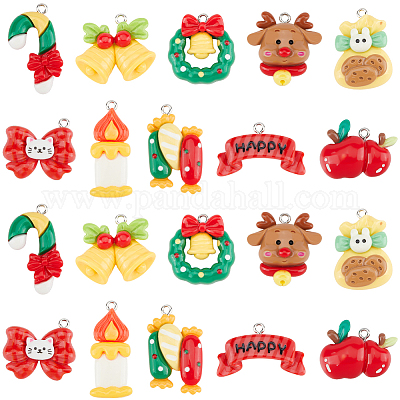 40 шт. 10 стиля пластиковых подвесок на рождественскую тематику FIND-SC0011-40-1