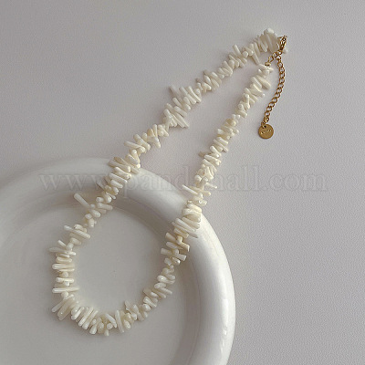Ожерелья из бисера в стиле бохо из синтетического коралла NJEW-H047-11G-1