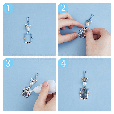 2 комплект подвесных украшений в виде бабочек и картин в тибетском стиле из сплава HJEW-UN0001-15-1