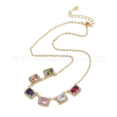 Ожерелья из кубического циркония с покрытием из латуни и микропаве NJEW-M215-02G-1