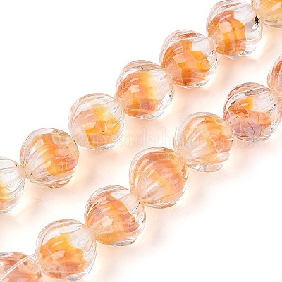 Фактурные внутренние бусины-лэмпворк ручной работы с цветком LAMP-T024-07F-1