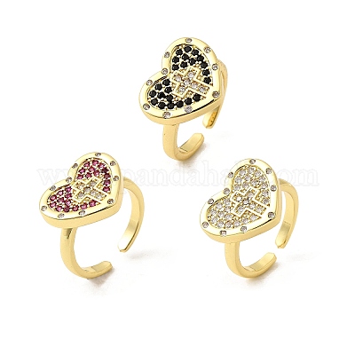 Манжеты из латуни с микро паве кубический цирконий для женщин RJEW-F188-05G-1