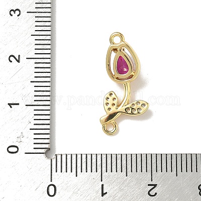 Подвески-коннекторы в виде цветка тюльпана из латуни с паве из кубического циркония KK-I276-51G-01-1