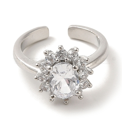 Кольца-манжеты из латуни с микропаве из кубического циркония RJEW-H228-01P-1