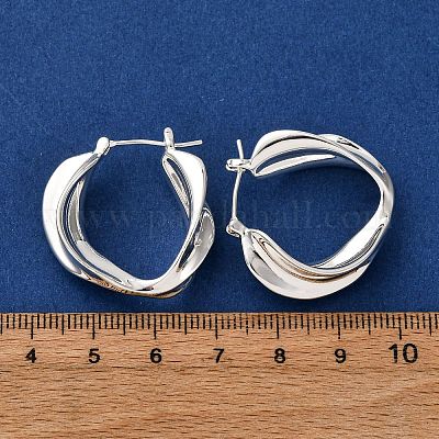 Латунные серьги-кольца EJEW-A143-15S-1