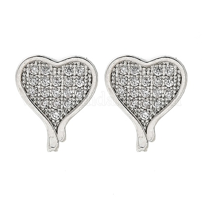 Сердце из латуни микро проложить кубического циркония шпильки уха EJEW-D304-35G-1