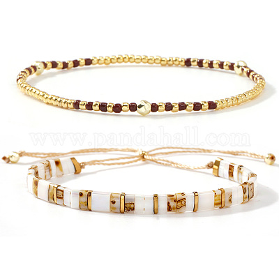 Set di braccialetti elasticizzati con perline di vetro&nbsp;MD3994-1-1