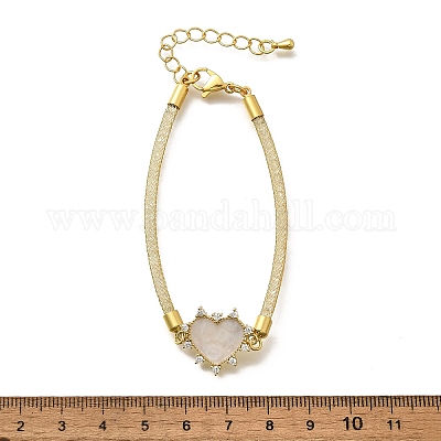 Латунные браслеты с микропаве из прозрачных кубических цирконий для женщин BJEW-A029-01C-G-1