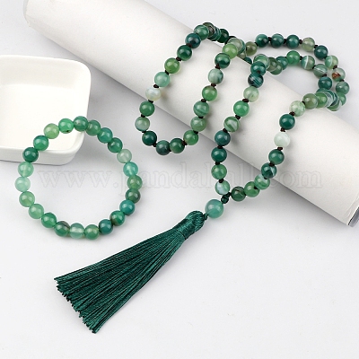 Ожерелья и браслеты с круглыми бусинами из натурального агата FS-WG9D102-20-1