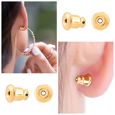  Locking Earring Backs for Studs,18k Gold Earrings Back for  Studs Secure,Hypoallergenic Earring Backs Apply to Earring Backs for Droopy  Ears (6 Pairs)