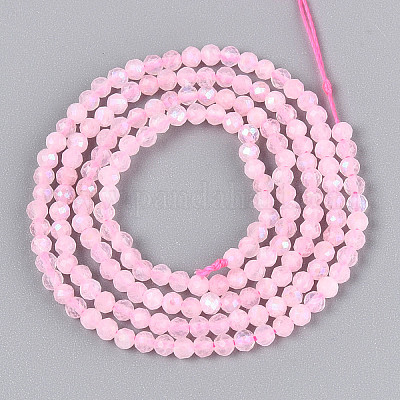 Нити бусин из натурального розового кварца с покрытием цвета AB G-T144-A07-02-1