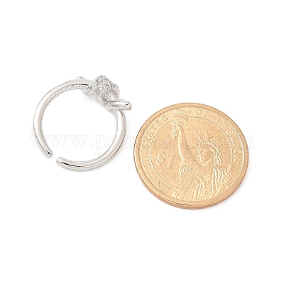 Открытые манжеты из латуни с микропаве и прозрачным фианитом RJEW-G336-01P-1