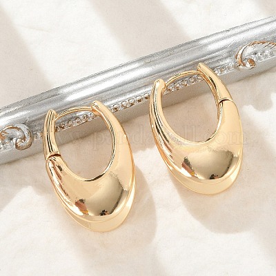 Латунь обруч серьги для женщин EJEW-U041-04G-1