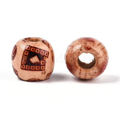 Печатные бусы из натурального дерева WOOD-N018-07-1