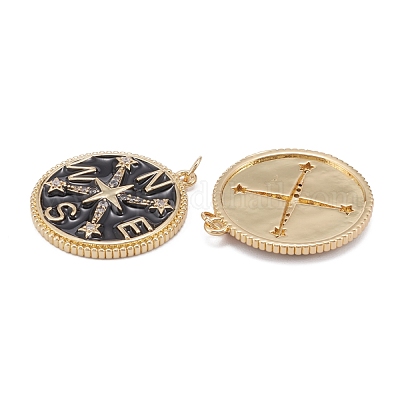 Подвески из латуни с эмалью из прозрачного кубического циркония ZIRC-C024-01G-1