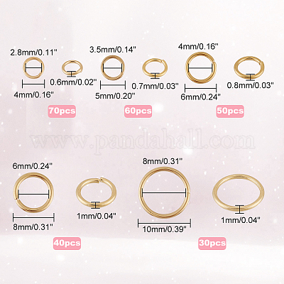 250 шт. 5 размера латунных соединительных колец с покрытием для стойки KK-DC0002-07-1