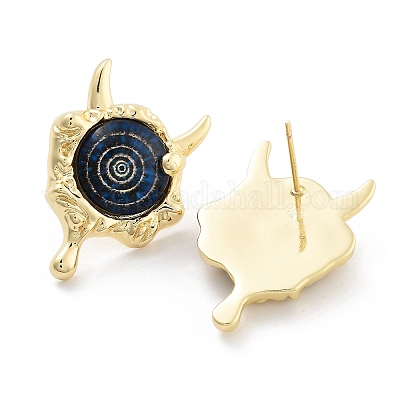 Серьги-гвоздики из латуни с покрытием в виде стойки EJEW-C108-08G-1