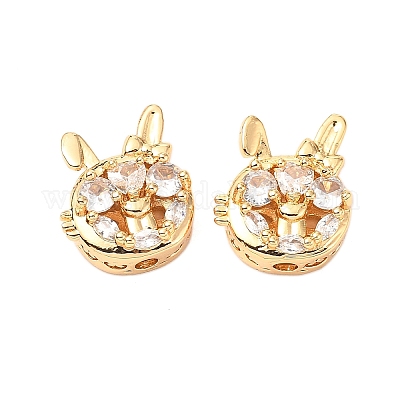 Латунные микро проложить кубического циркония бусы KK-A259-07G-1