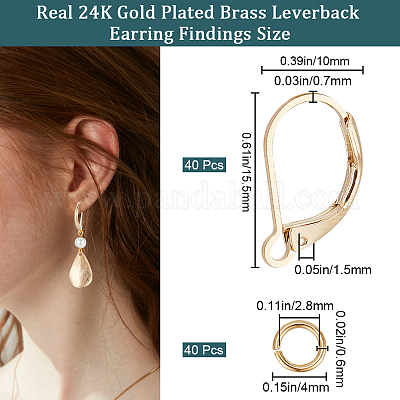 40 шт. латунные серьги с защелкой KK-CN0003-02-1