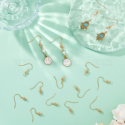 110шт латунные круглые крючки для сережек с бисером KK-HS0001-74-1