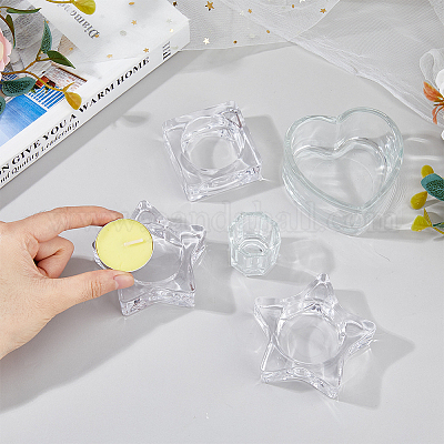 5шт. 5-х стилистический стеклянный подсвечник для чайной свечи AJEW-FG0003-37-1