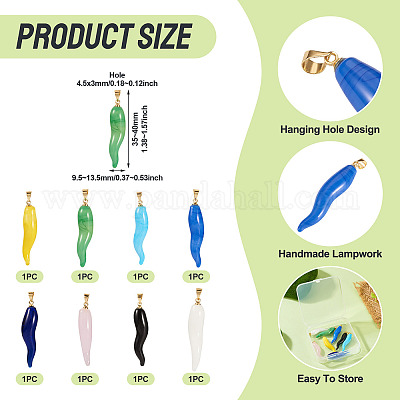 8шт. 8-х стильный лэмпворк ручной работы с латунными подвесками KK-TA0002-22-1