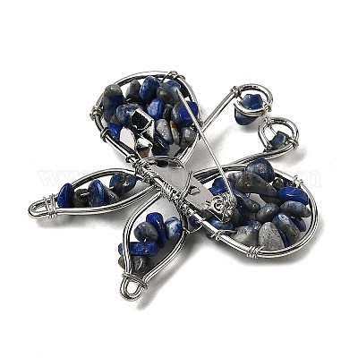 Брошь в виде бабочки из натурального лазурита G-A278-02P-04-1