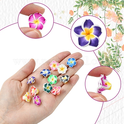 60шт 15 цвета бусины ручной работы из полимерной глины 3d цветок плюмерия CLAY-FS0001-39-1