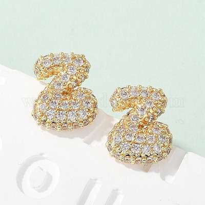 Латунные микро проложить серьги стержня кубического циркония EJEW-Z091-04G-Z-1