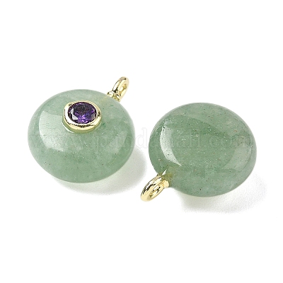 Плоские круглые подвески из натурального зеленого авантюрина G-H318-01G-08-1