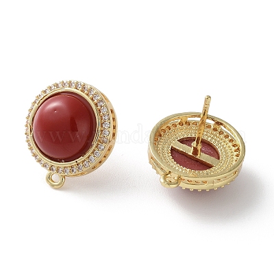 Латунь микро проложить кубические серьги из циркония KK-R215-08G-01-1