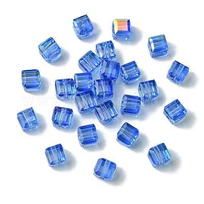 100шт прозрачные гальванические стеклянные бусины GLAA-K064-08A-AB03-1
